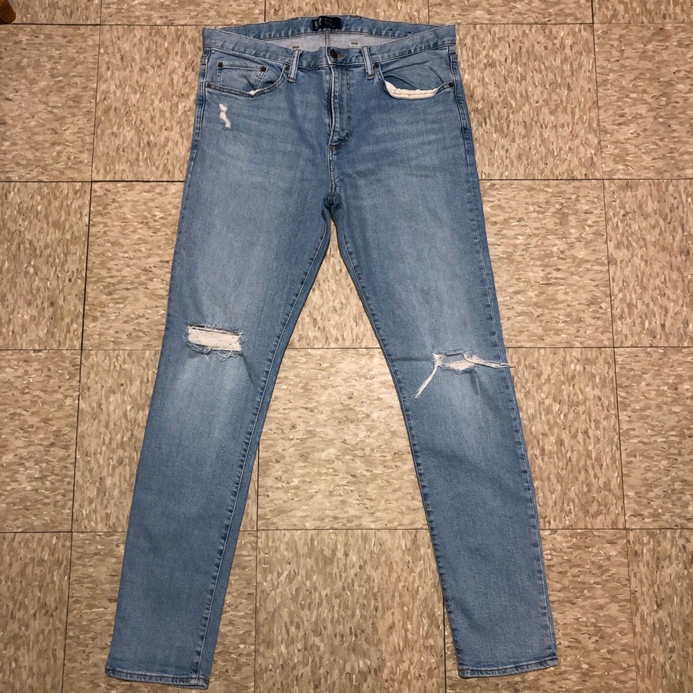 GAP Blue Skinny Distressed Jeans SIze 36x34